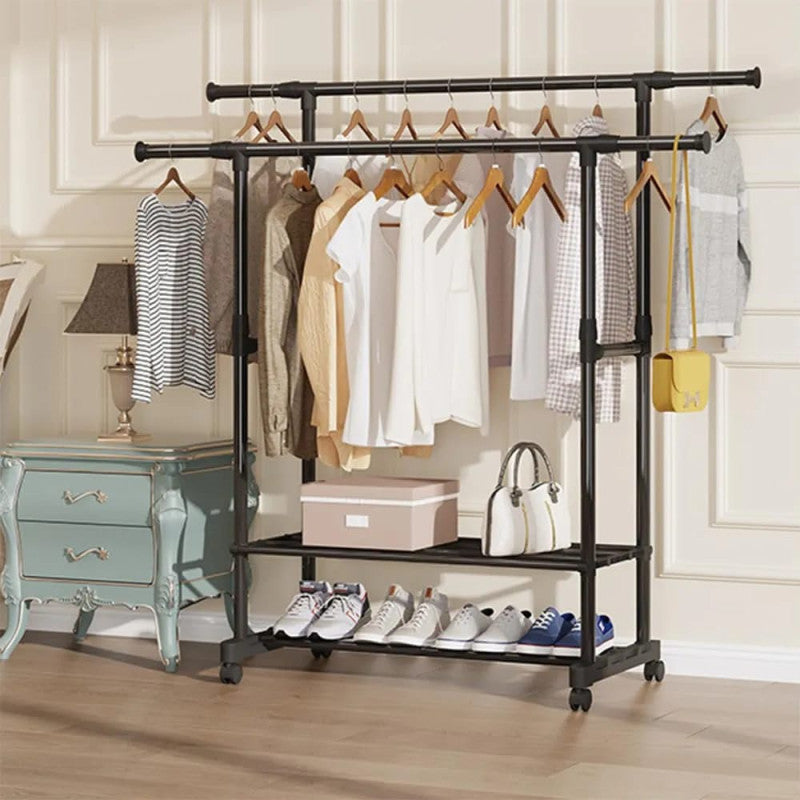 Industrial Shoe & Coat Rack with Wheels – Multi-Purpose Storage Organizer