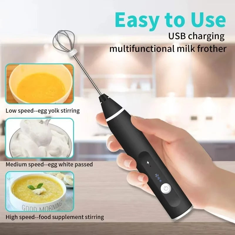 2 In 1 Rechargeable Coffee Beater and Egg Mixer and Milk Frother