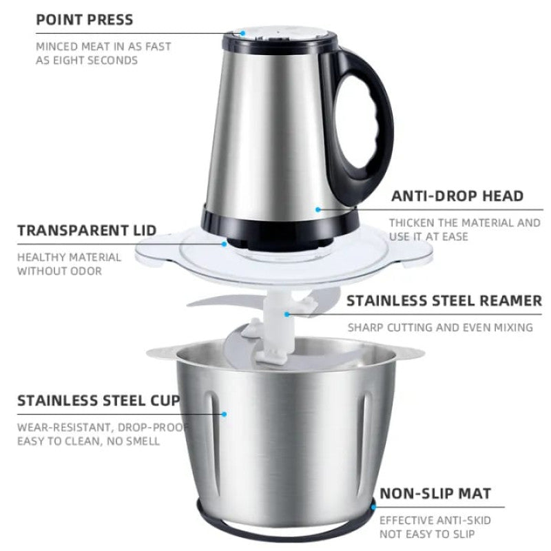 Meat Grinder Chopper 3L,Electric Stainless Steel Meat Chopper, High-quality Household Grinder Chopper Blender