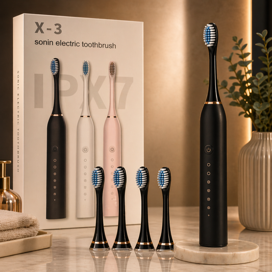 SonicSmile Pro™ Electric Toothbrush | Waterproof Rechargeable Toothbrush with 4 Brush Heads