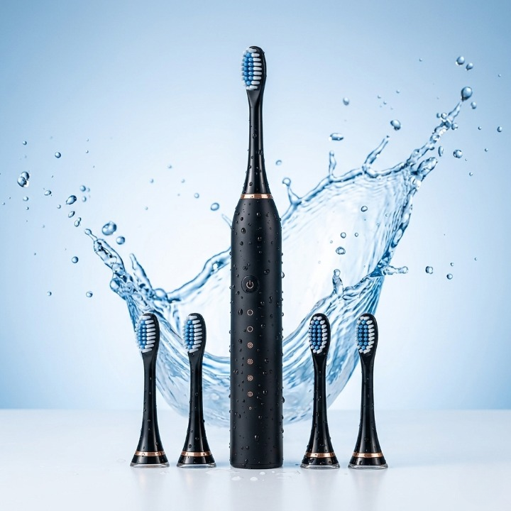 SonicSmile Pro™ Electric Toothbrush | Waterproof Rechargeable Toothbrush with 4 Brush Heads