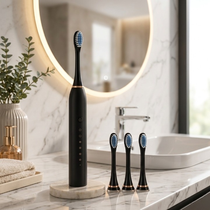 SonicSmile Pro™ Electric Toothbrush | Waterproof Rechargeable Toothbrush with 4 Brush Heads